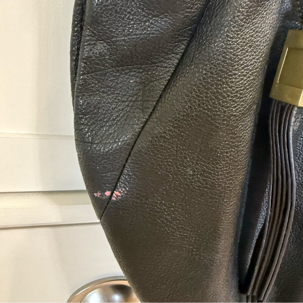 orYANY New York Black Leather Hobo Shoulder Bag Brass Hardware Slouchy Purse - Picture 2 of 8
